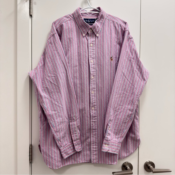 Ralph Lauren Other - Ralph Lauren classic fit Oxford Pink and White Striped Button Down Shirt XXL